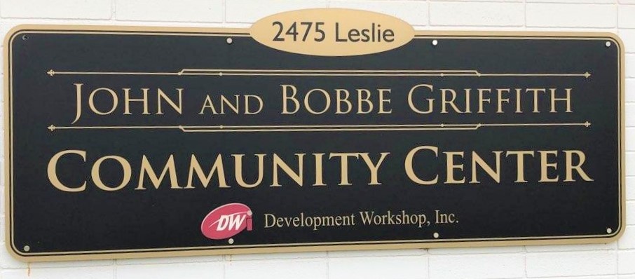 Building plaque honoring John and Bobbe Griffith
